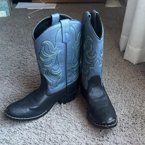 Kids' Black and Blue Western Boots